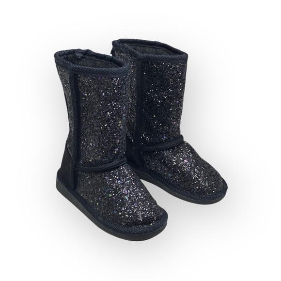 new Fab Kids ❁ JustFab FabKids Glitter Fuzzy Ugg Boot Boots ❁ Black ❁ 7 Toddler - Picture 7 of 16